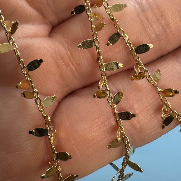 Gold Over Sterling Silver 925 Embellished Cable Link Chain Necklace Size 19'' - Picture 7 of 11